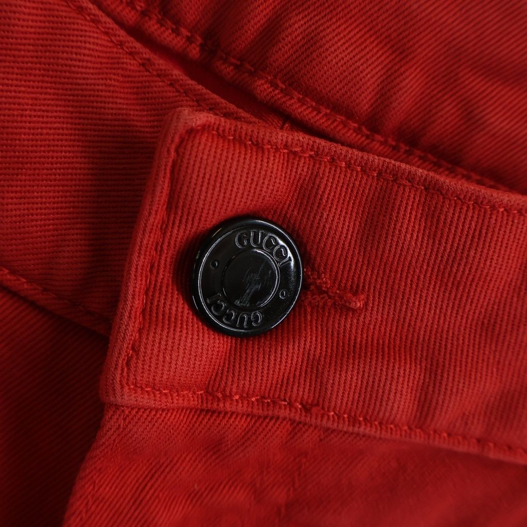 Gucci Denim Pants Leather Patch Logo Embroidery Stretch — view 6