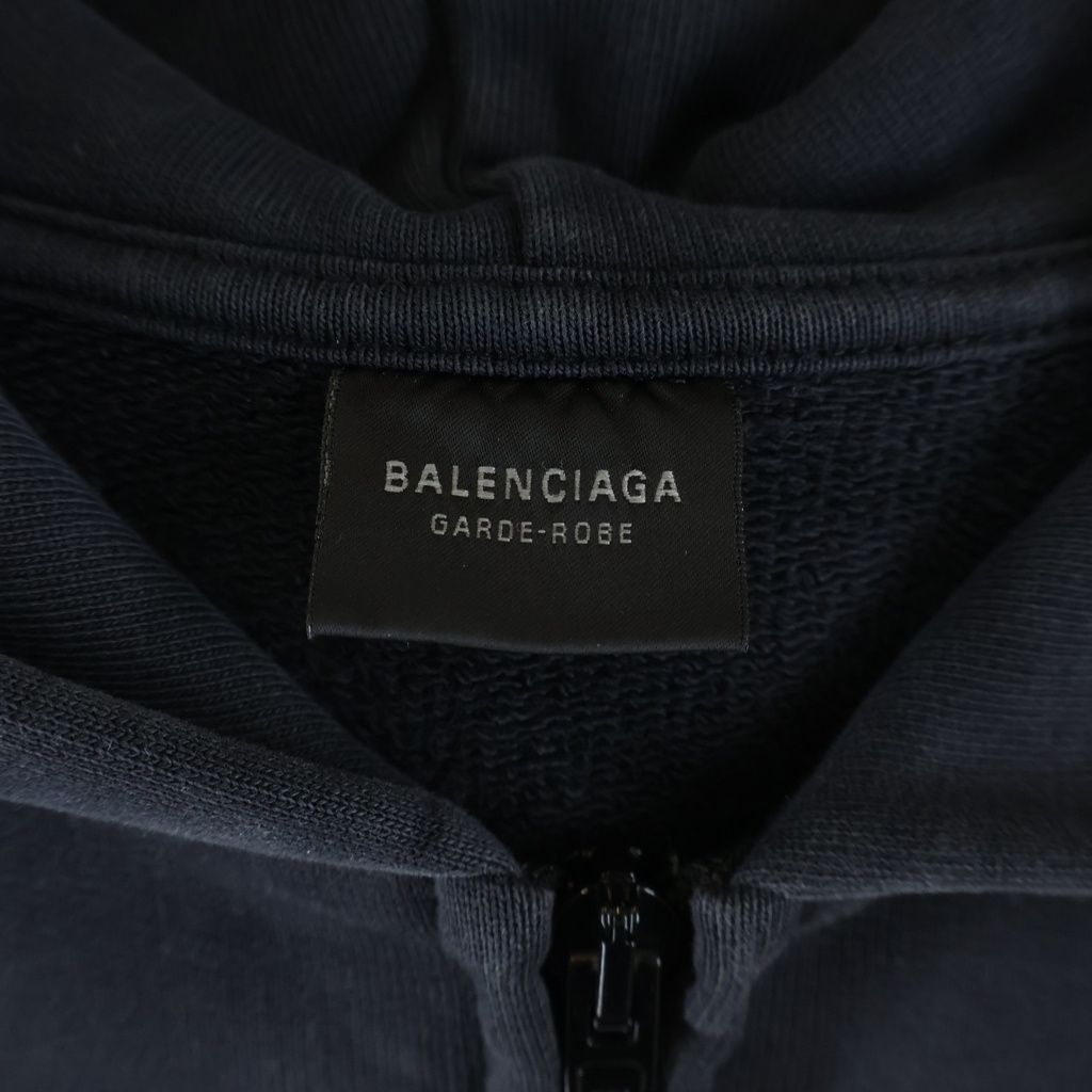 Balenciaga Cropped Zip Up Sweatshirt Hoodie Black — view 6