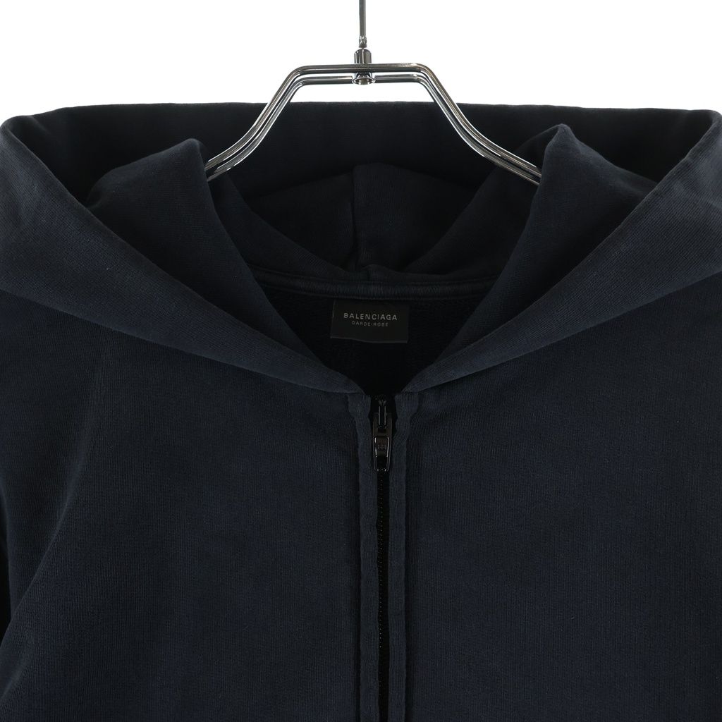 Balenciaga Cropped Zip Up Sweatshirt Hoodie Black — view 3