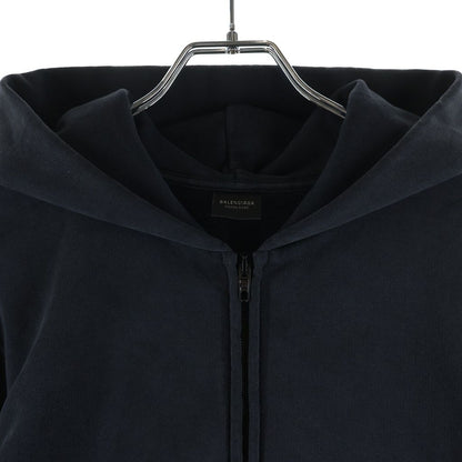 Balenciaga Cropped Zip Up Sweatshirt Hoodie Black — view 3