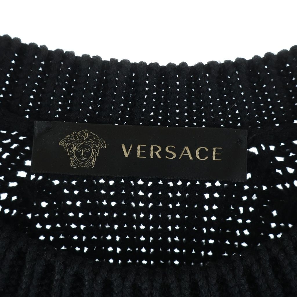 Versace Crew Neck Logo Knit Black Sweater — view 7