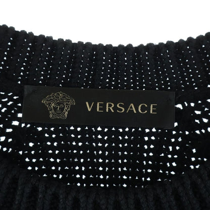 Versace Crew Neck Logo Knit Black Sweater — view 7