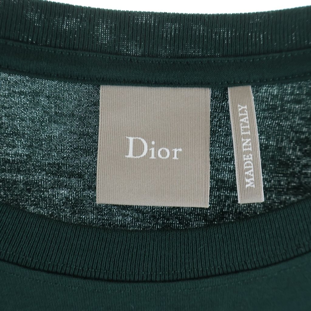 Dior Logo Embroidery Short Sleeve T-Shirt Green — view 7