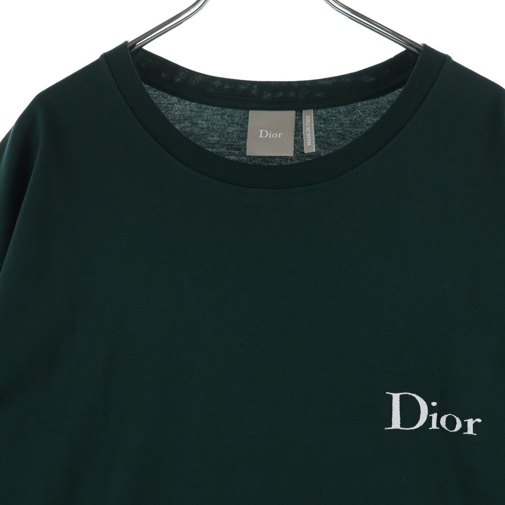 Dior Logo Embroidery Short Sleeve T-Shirt Green — view 3