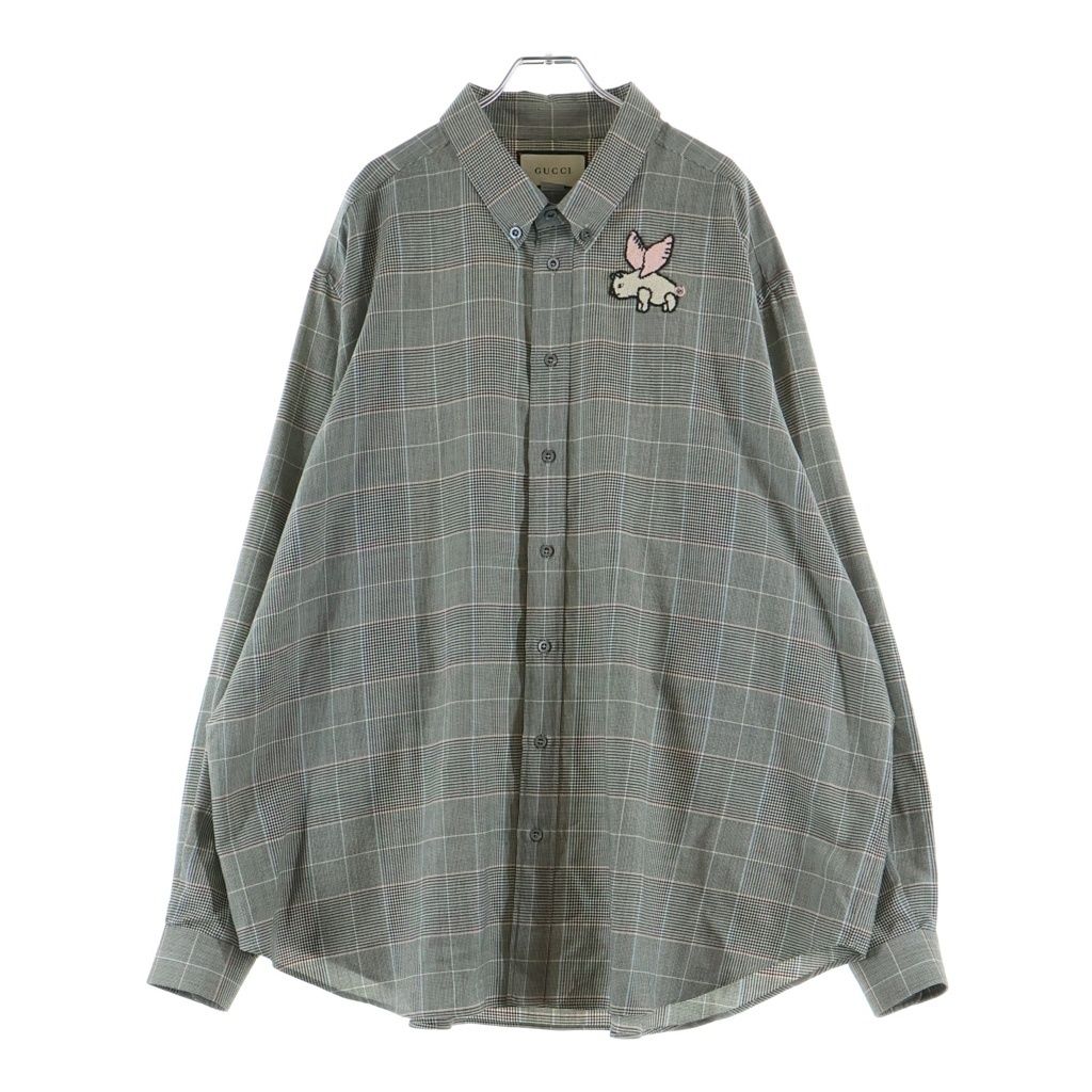 Gucci Line Gupig Oversize Long Sleeve Shirt Gray Zabqw