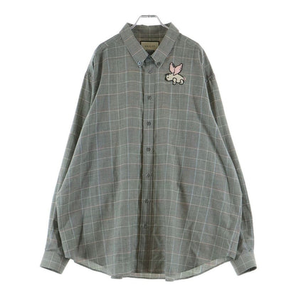 Gucci Line Gupig Oversize Long Sleeve Shirt Gray Zabqw