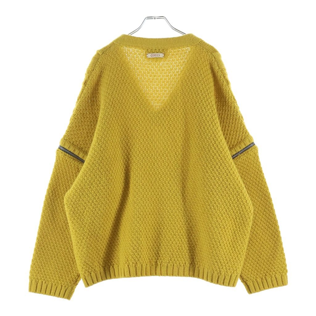 Gucci Detachable Sleeve Cable Long Knit Neck Sweater Yellow — view 2