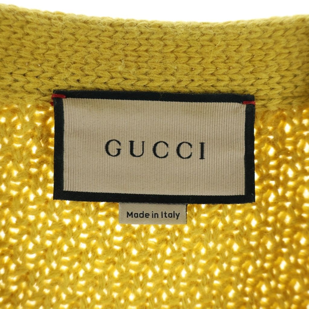 Gucci Detachable Sleeve Cable Long Knit Neck Sweater Yellow — view 6