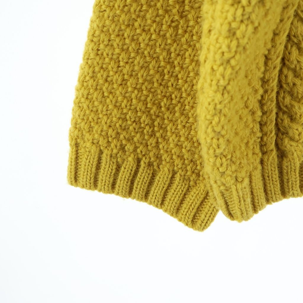 Gucci Detachable Sleeve Cable Long Knit Neck Sweater Yellow — view 5