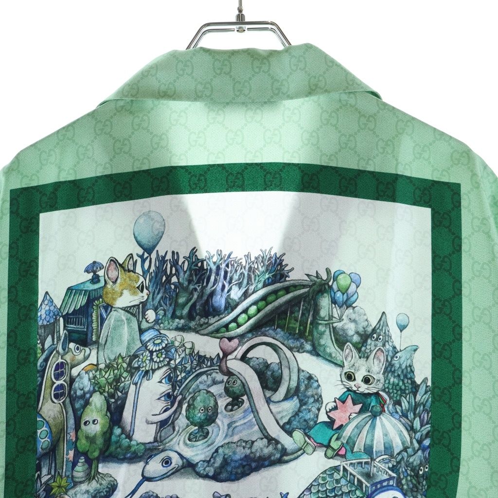 Gucci Higuchi Yuko Collaboration All Over Pattern Silk Short Sleeve Shirt Light — view 4