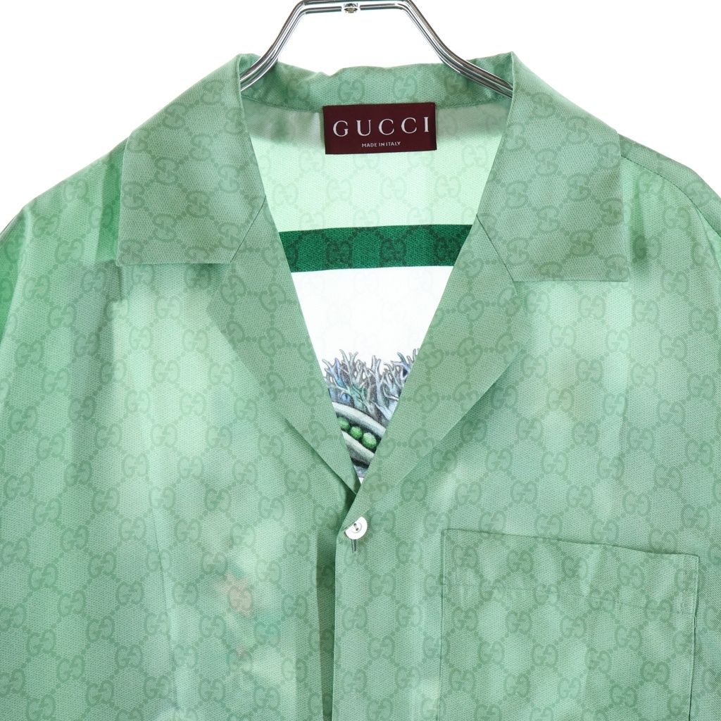 Gucci Higuchi Yuko Collaboration All Over Pattern Silk Short Sleeve Shirt Light — view 3