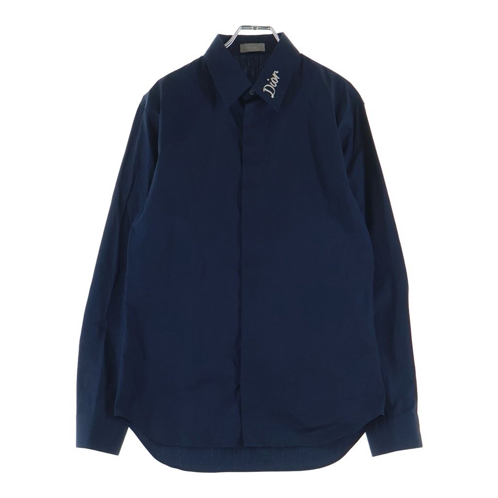 Dior Logo Embroidery Long Sleeve Shirt Navy 39
