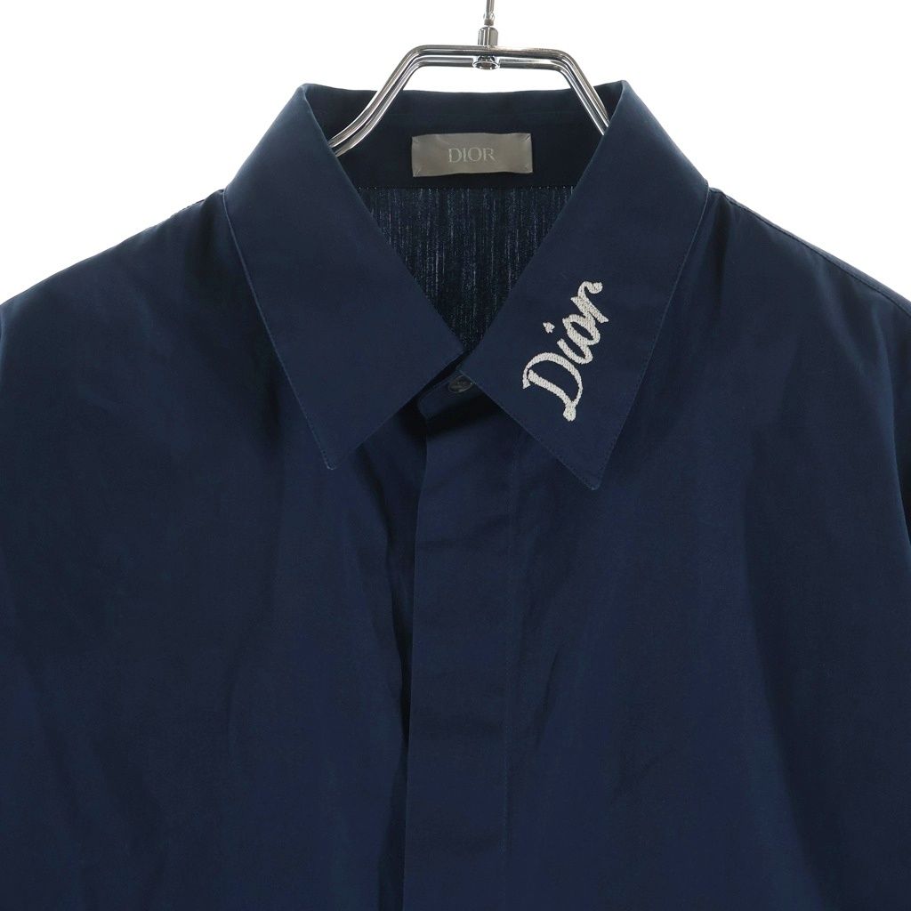 Dior Logo Embroidery Long Sleeve Shirt Navy 39 — view 3