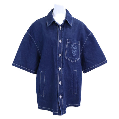 Gucci Leather Short Sleeve Denim Shirt 46