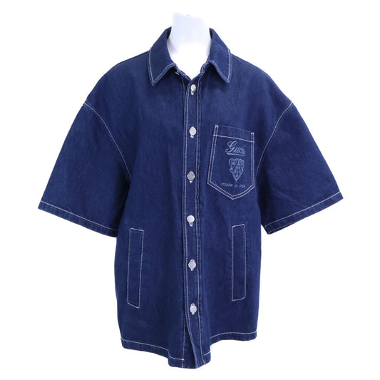 Gucci Leather Short Sleeve Denim Shirt 46