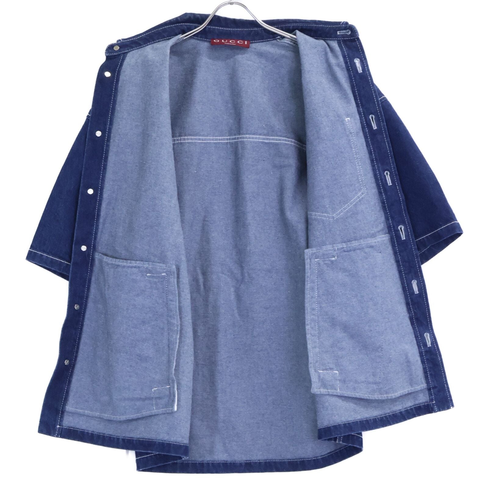 Gucci Leather Short Sleeve Denim Shirt 46 — view 4