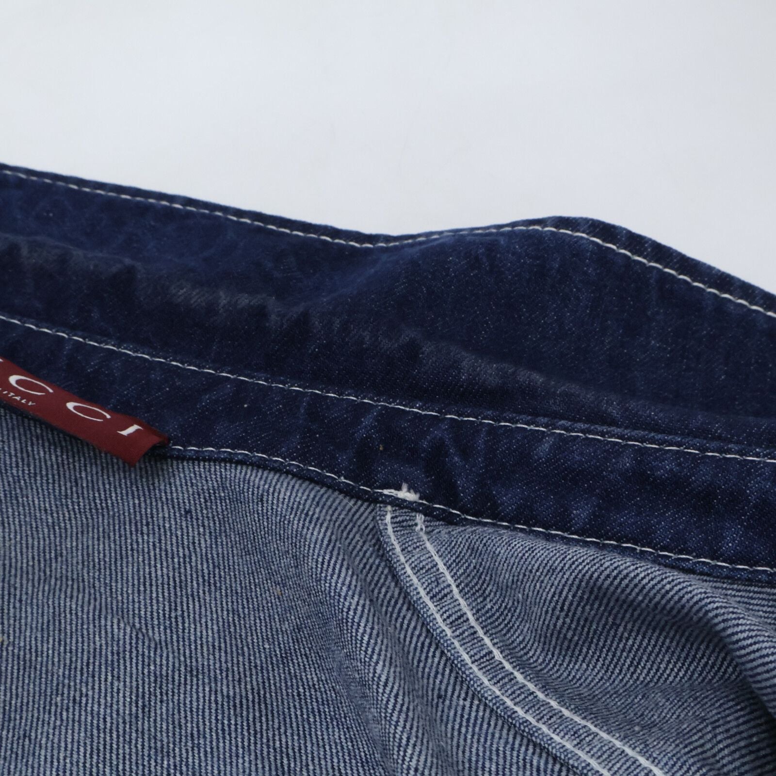 Gucci Leather Short Sleeve Denim Shirt 46 — view 9