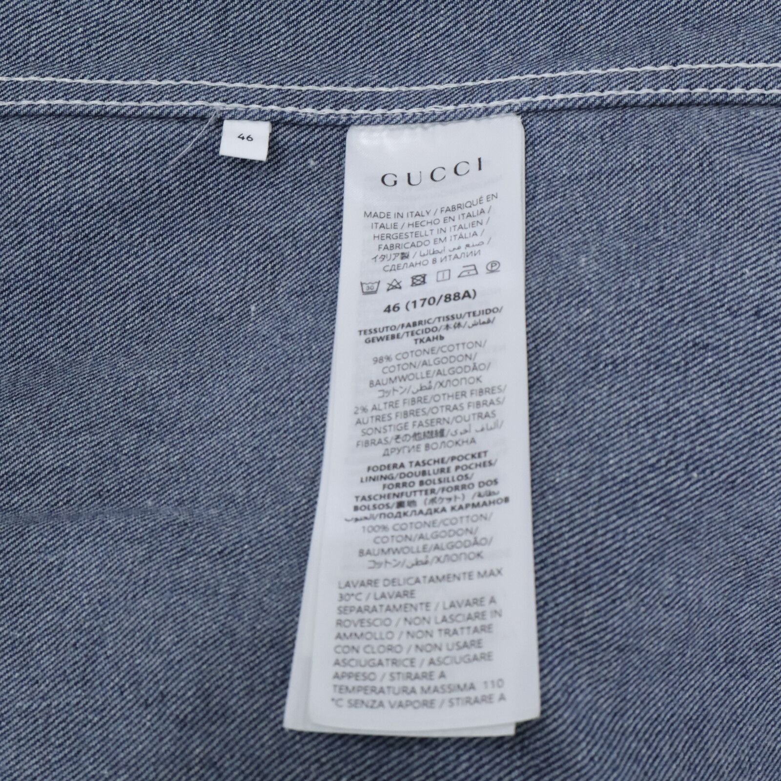 Gucci Leather Short Sleeve Denim Shirt 46 — view 8