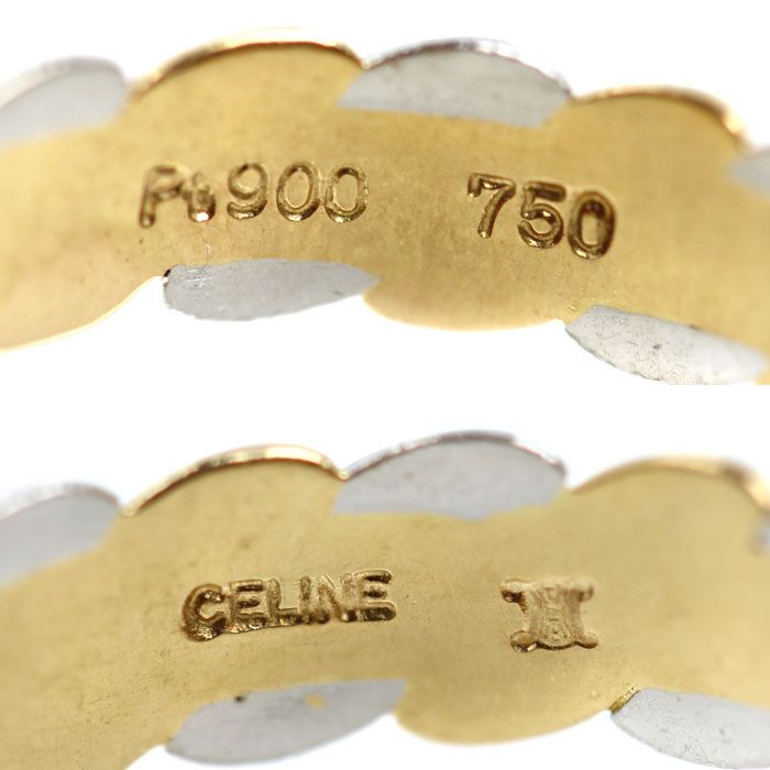 Celine 18k Yellow Gold Platinum Macadam Ring — view 5