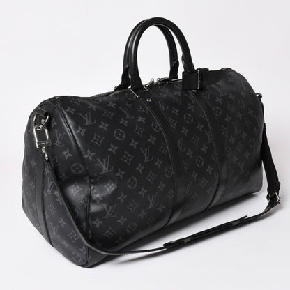 Louis Vuitton Keepall Bandouliere 45 Boston Bag Monogram Eclipse Black — view 3
