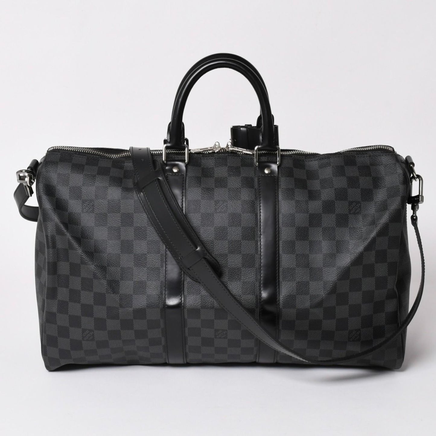 Louis Vuitton Boston Keepall Bandouliere 45 Damier Graphite Black Silver