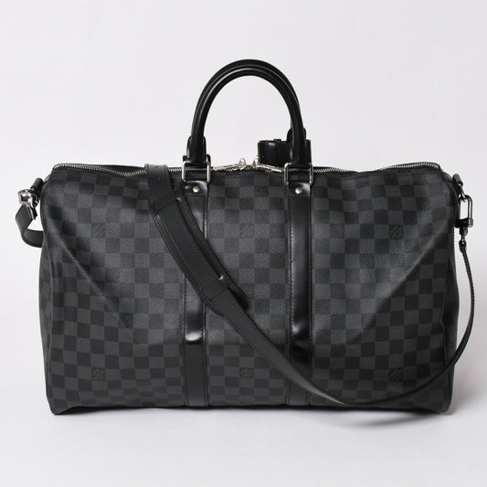 Louis Vuitton Boston Keepall Bandouliere 45 Damier Graphite Black Silver
