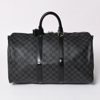 Louis Vuitton Boston Keepall Bandouliere 45 Damier Graphite Black Silver — view 3