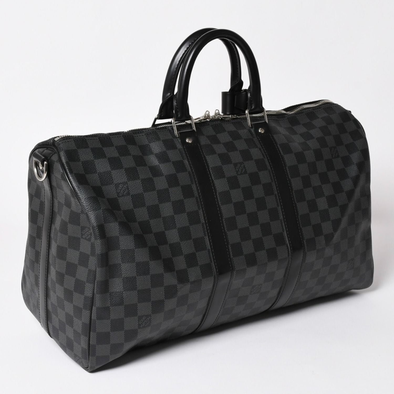 Louis Vuitton Boston Keepall Bandouliere 45 Damier Graphite Black Silver — view 4
