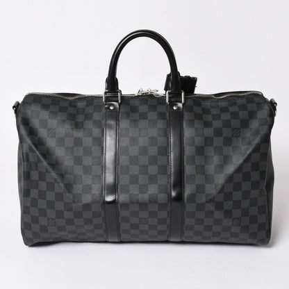 Louis Vuitton Boston Keepall Bandouliere 45 Damier Graphite Black Silver — view 2