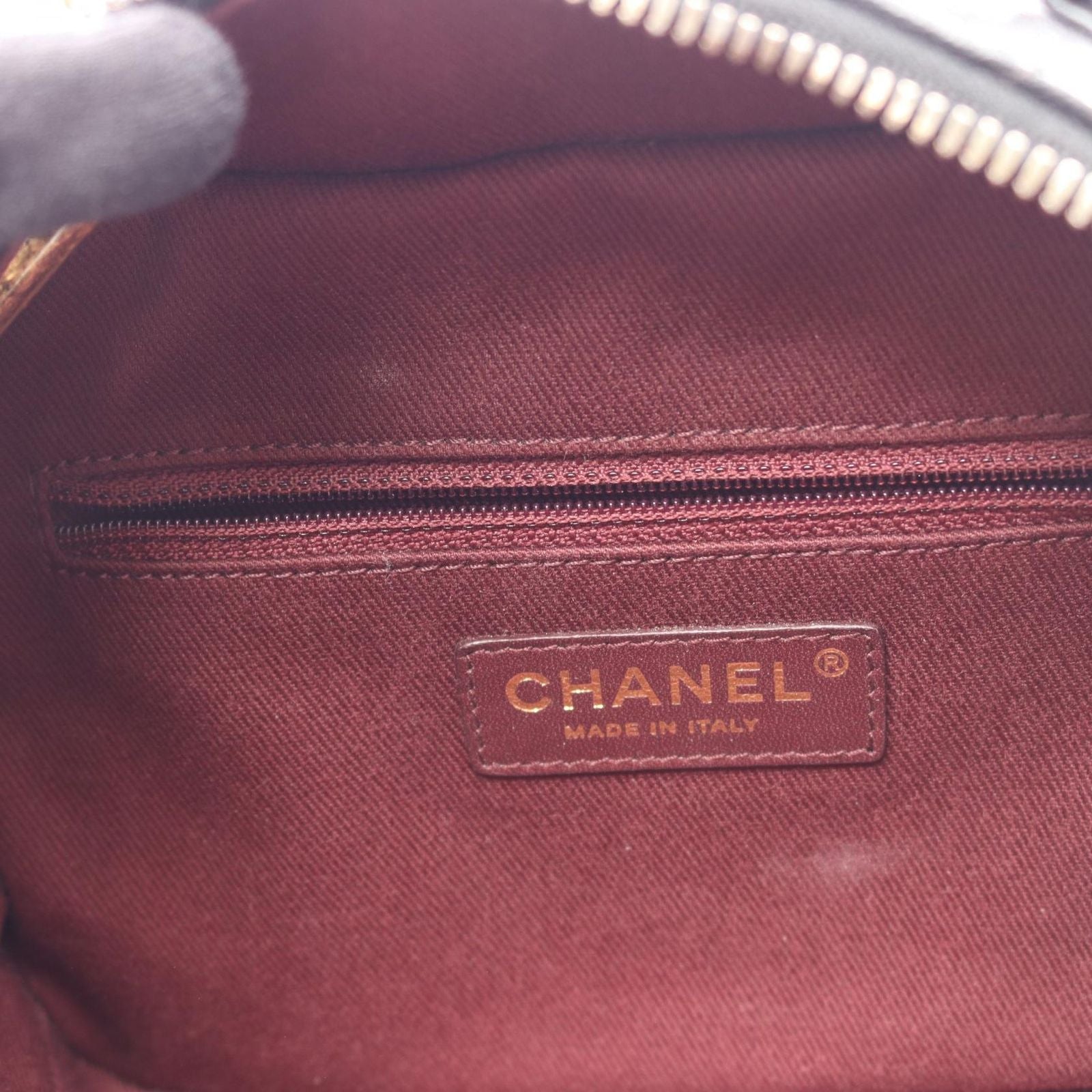Chanel Shoulder Bag Quilted Vanity 2-Way Black Leather Top Handle Chain — view 6