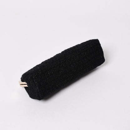 Chanel Clutch Pouch CC Logo Tweed Kiss Lock Black Gold — view 5