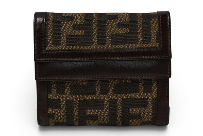 Fendi Wallet Trifold Fold Zucca Pattern Brown