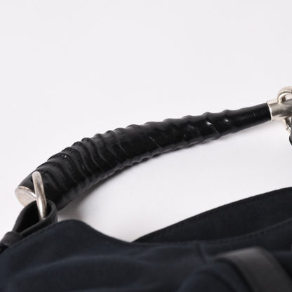 Saint Laurent Mombasa Bag Black Canvas Horn Handle Silver — view 8