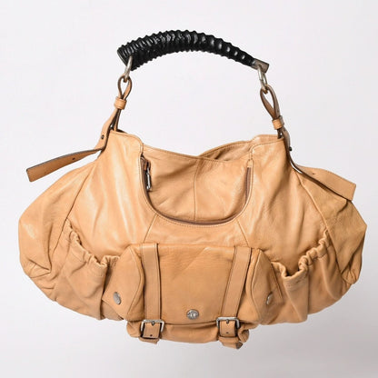 Saint Laurent Mombasa Bag Camel Horn Handle Silver