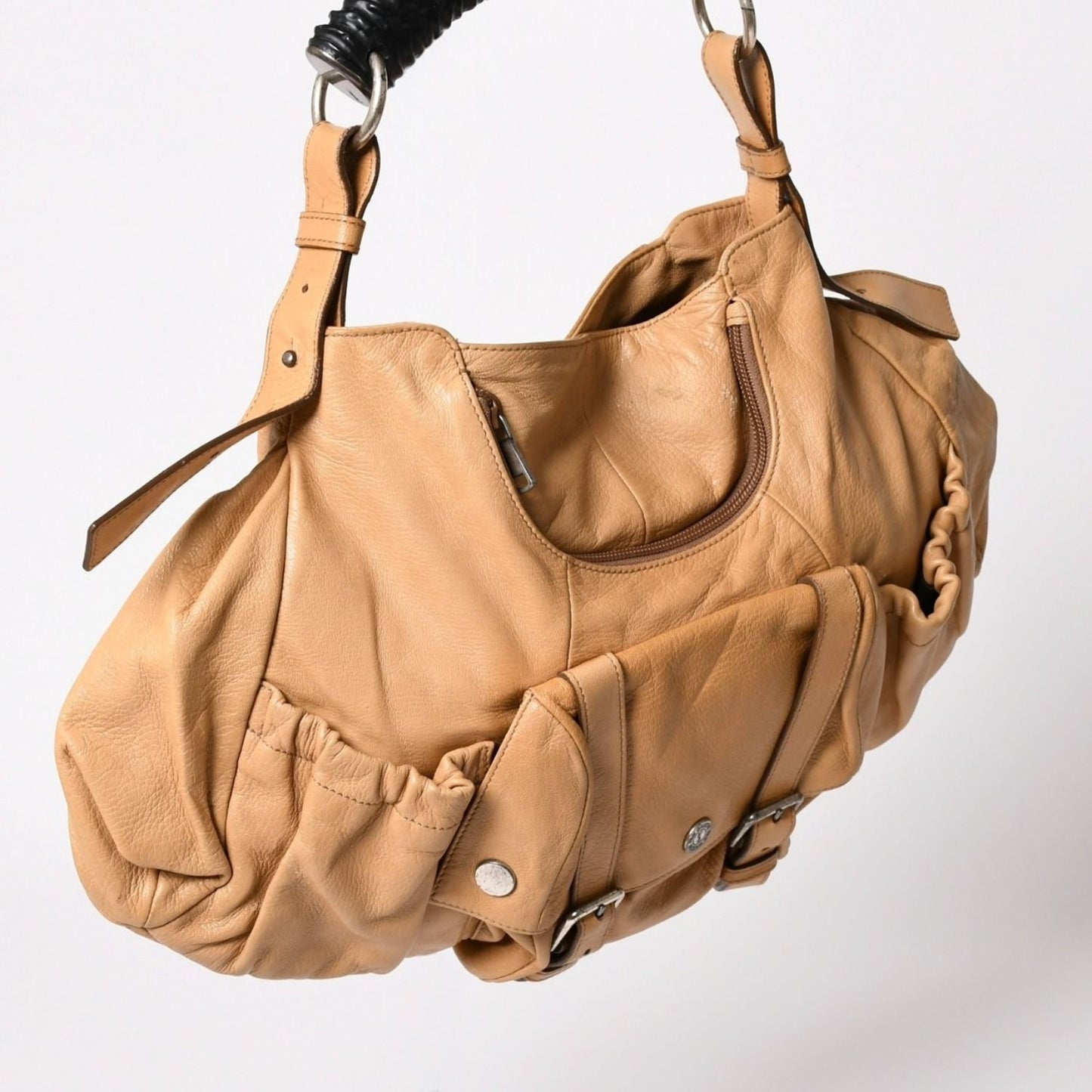 Saint Laurent Mombasa Bag Camel Horn Handle Silver — view 3
