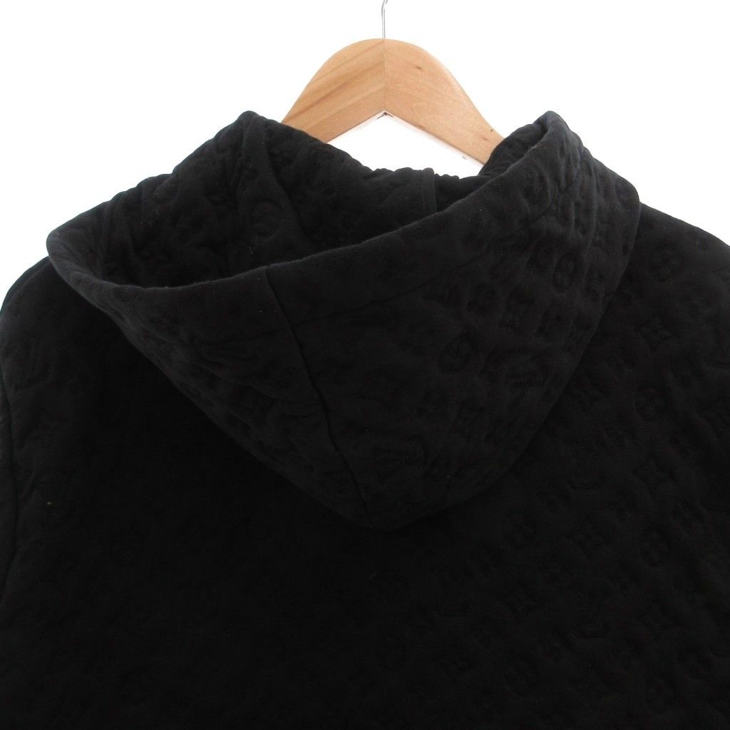 Louis Vuitton Monogram Hoodie Long Sleeve Zip Up Embossed L Black — view 6