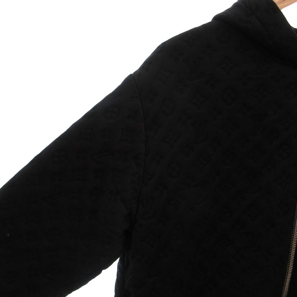 Louis Vuitton Monogram Hoodie Long Sleeve Zip Up Embossed L Black — view 4