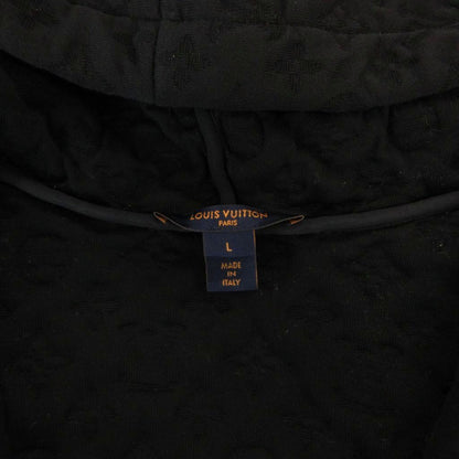 Louis Vuitton Monogram Hoodie Long Sleeve Zip Up Embossed L Black — view 7