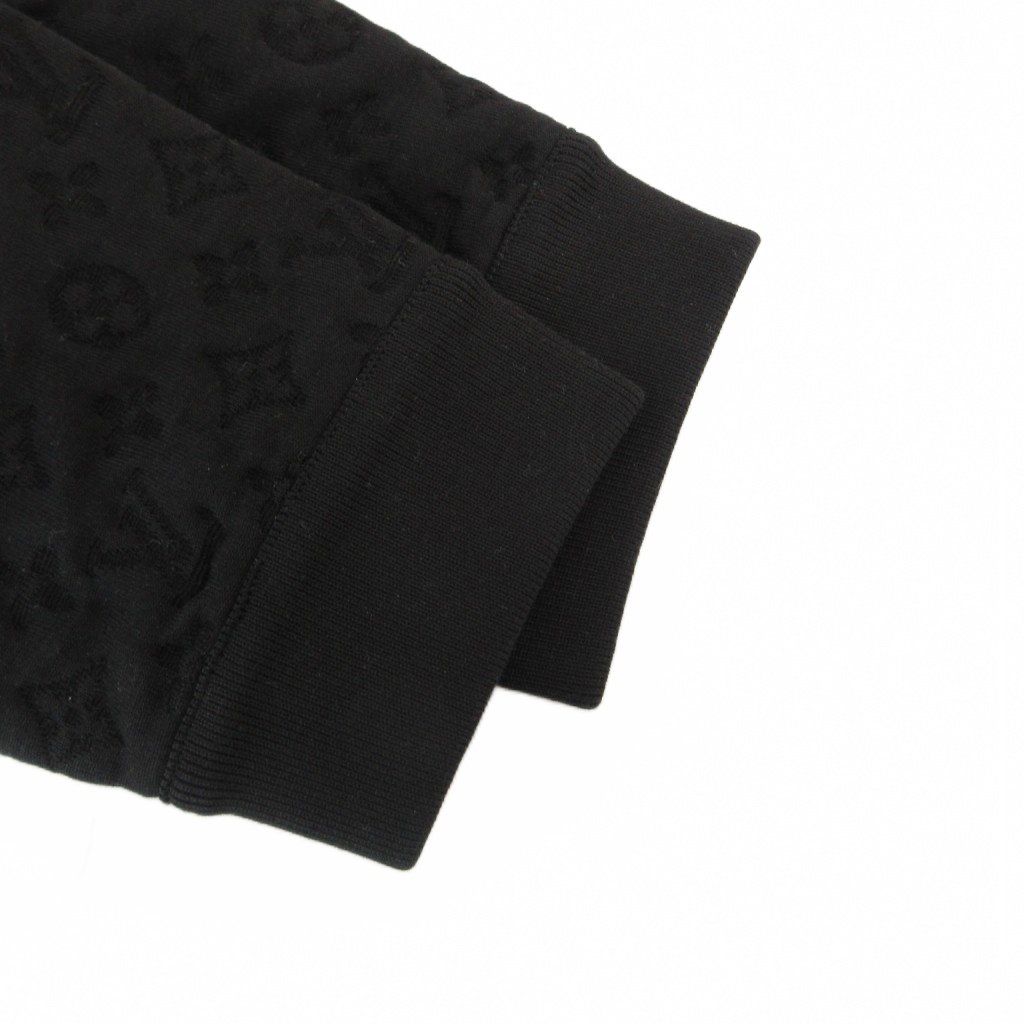 Louis Vuitton Monogram Hoodie Long Sleeve Zip Up Embossed L Black — view 5