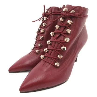 Balenciaga Boots Lace Up Pin Heels 35 Red Wine Bordeaux