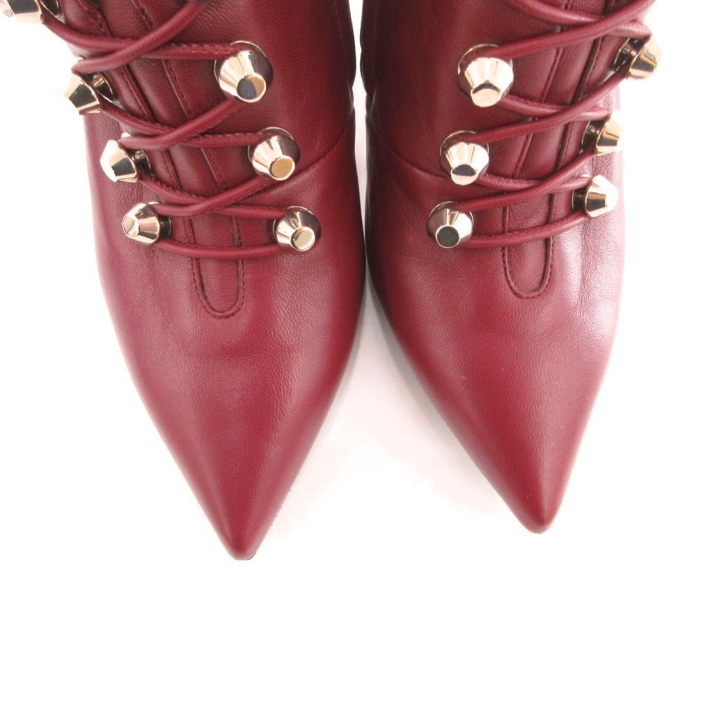 Balenciaga Boots Lace Up Pin Heels 35 Red Wine Bordeaux — view 7