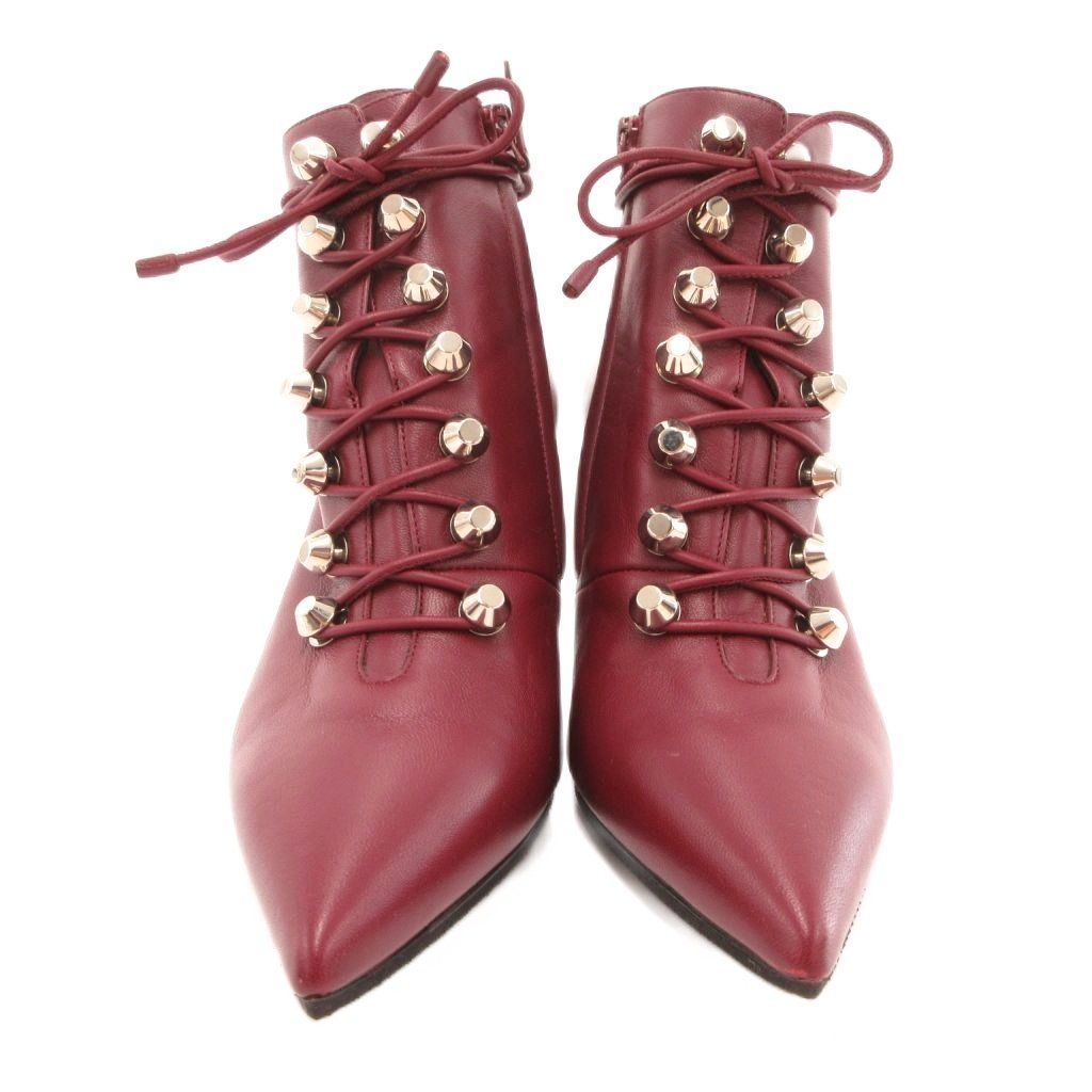 Balenciaga Boots Lace Up Pin Heels 35 Red Wine Bordeaux — view 2