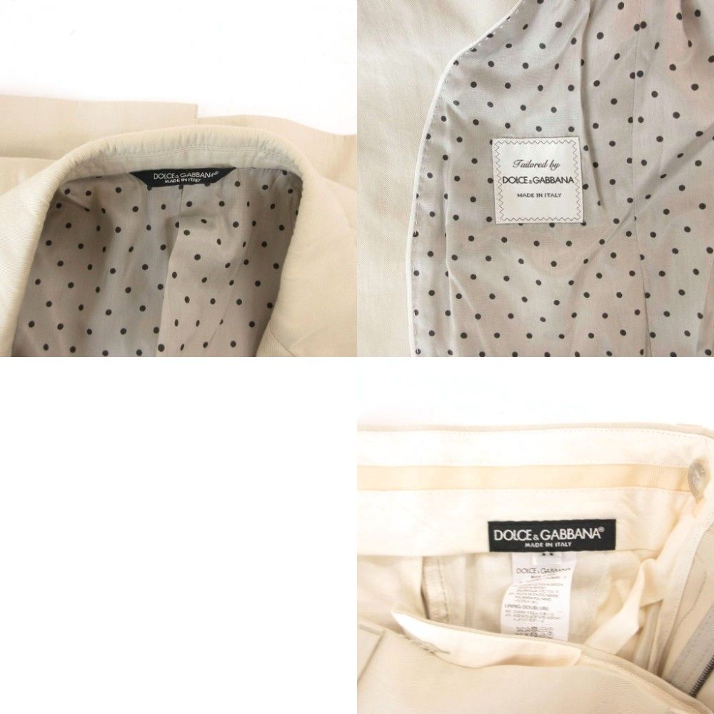 Dolce & Gabbana Set Suit Jacket Pants Vest Lining Dot Pattern 44 Beige — view 8