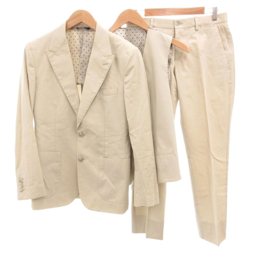 Dolce & Gabbana Set Suit Jacket Pants Vest Lining Dot Pattern 44 Beige