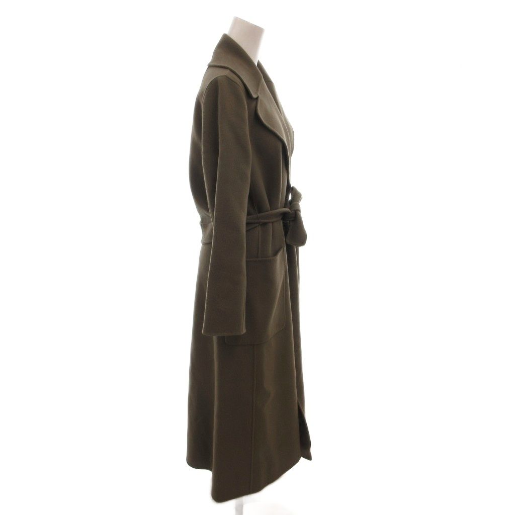 Max Mara S 'S Star Coat Belt Wool Logo Long 34 Brown — view 3
