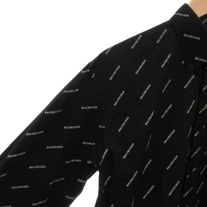 Balenciaga BD Shirt Button Down Jacket Logo Print All Over Pattern Cotton 36 — view 4