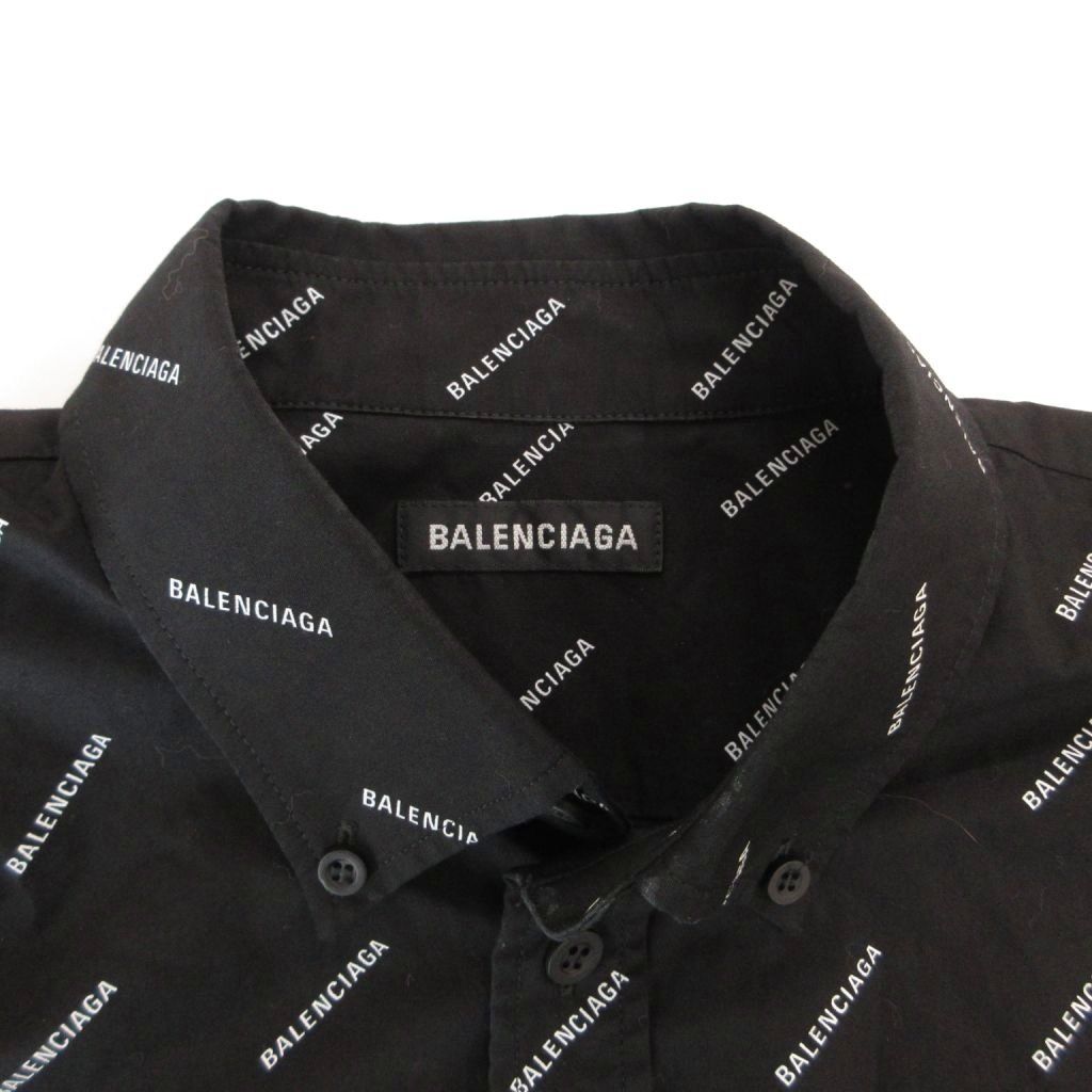 Balenciaga BD Shirt Button Down Jacket Logo Print All Over Pattern Cotton 36 — view 6