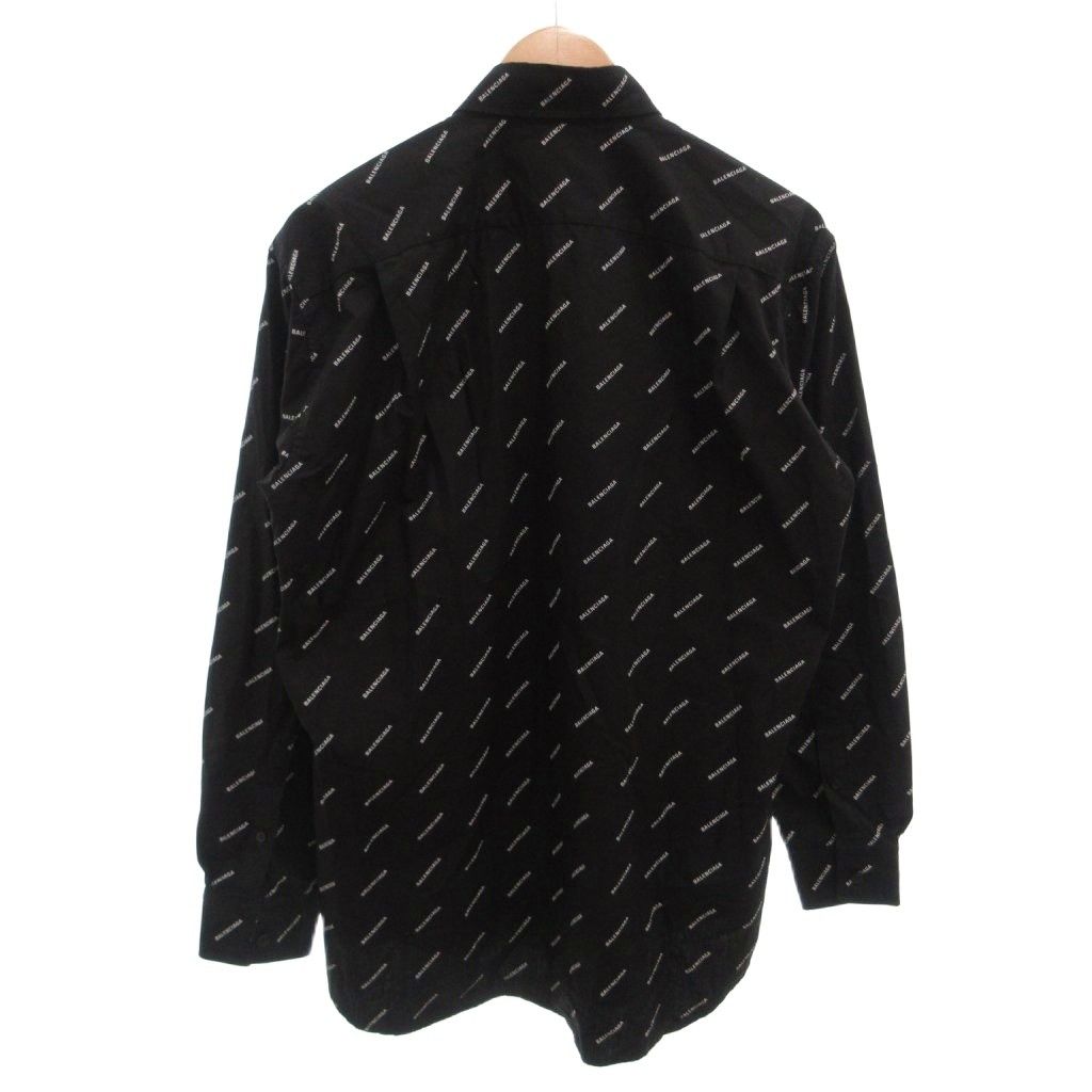 Balenciaga BD Shirt Button Down Jacket Logo Print All Over Pattern Cotton 36 — view 2
