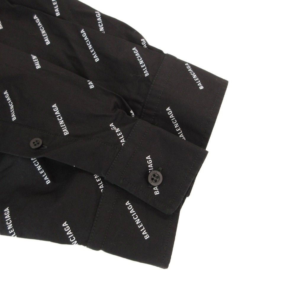 Balenciaga BD Shirt Button Down Jacket Logo Print All Over Pattern Cotton 36 — view 5