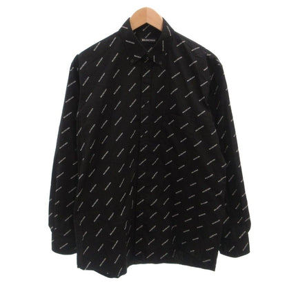 Balenciaga BD Shirt Button Down Jacket Logo Print All Over Pattern Cotton 36